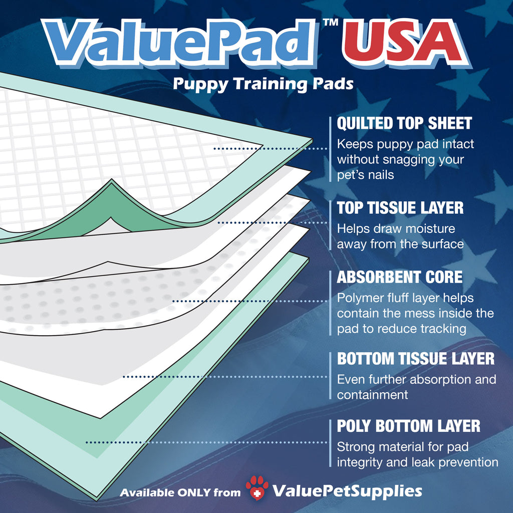 ValuePad USA Puppy Pads, Large 30x30 Inch, 300 Count - 